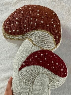 Cottagecore Beaded Mushrom Pillow